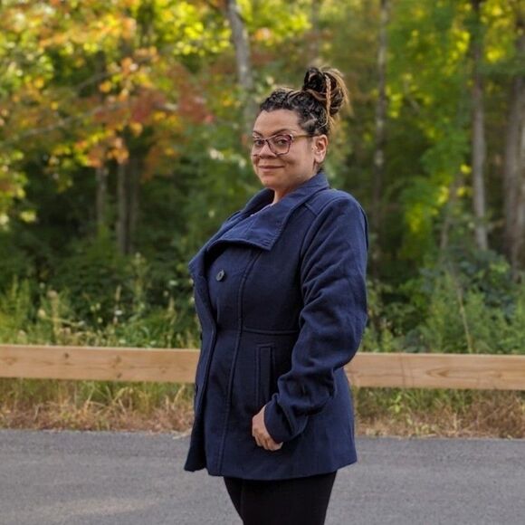 Torrid 0x Large BRAND NEW Navy Blue Double Breasted Pea Coat - Picture 2 of 11